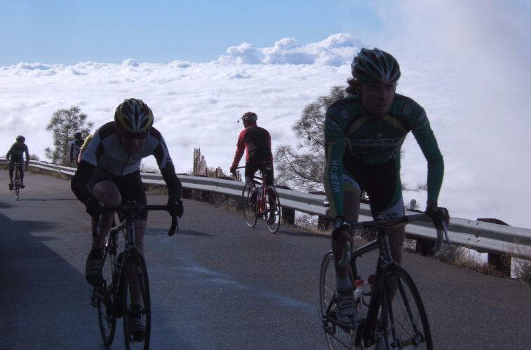 Petro Hizalev and Tim Clark (l) reach the top.