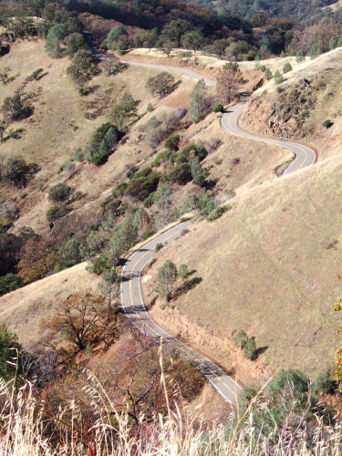 Mt. Hamilton Rd. winds its way down the hill.