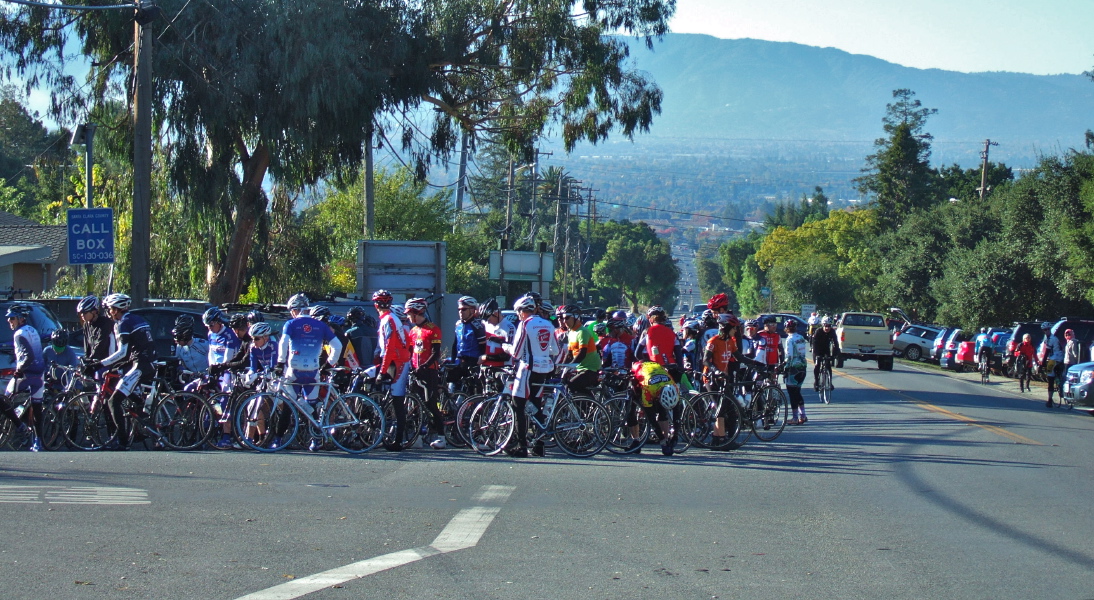 Assembling at Alum Rock Ave. and Mt. Hamilton Rd. for the climb up Mt. Hamilton