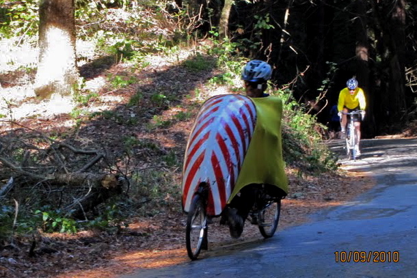 Bill reaches the top of Old La Honda Rd.