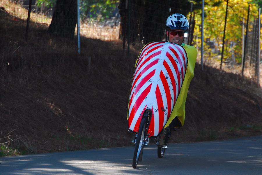 Bill arrives at the top with an appropriate grimace.