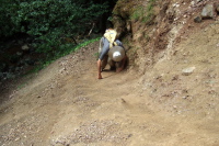 David makes a valiant effort to climb up the steep section.