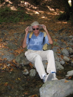 David dousing himself in Los Trancos Creek