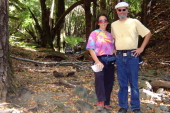 Stella and Frank at the first rest area along Los Trancos Creek.