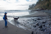 The rest of us end up jumping across the narrow channel on the beach.