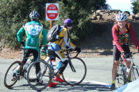 Barry and Dan get ready to go down the hill.