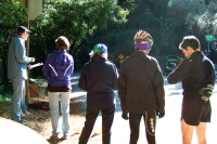 Finish line volunteers at the top of Alba Rd.