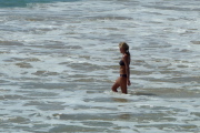 Laura waits for the right wave.