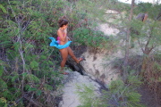 Standing over a blow-hole leads to a surprise.