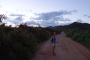 Hiking back on the road due to the rapidly falling darkness
