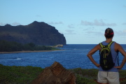 Laura surveys the evening sea at Kawailoa (Gillin's) Beach.