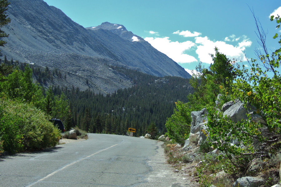 The massive hulk of Mt. Morgan (13748ft) rises on the east wall of Upper Rock Creek Canyon.