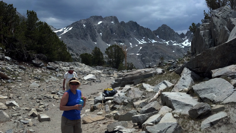 Nancy and Marc take a quick break at Duck Pass.