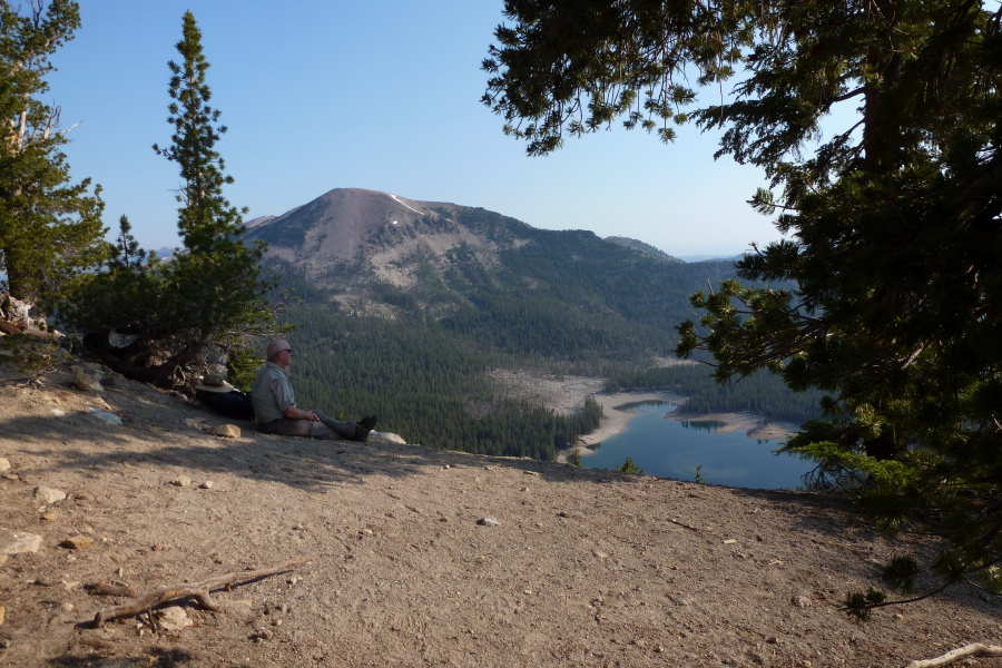 Brian enjoys the view of Horseshoe Lake and Mammoth Mountain.