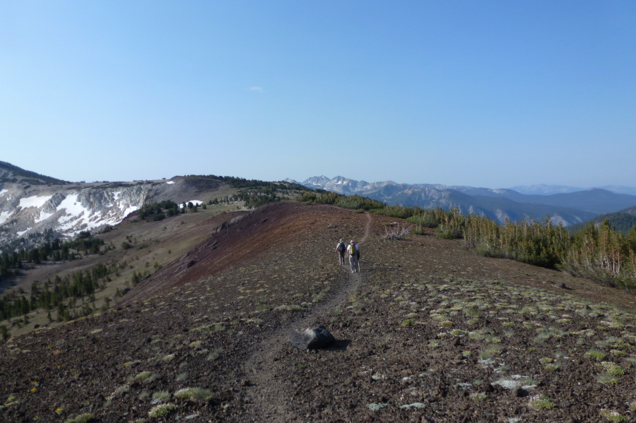 Brian, Trudy, and Marc lead the way along Mammoth Crest.