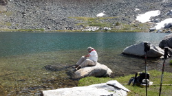 Marc pumps water from upper Deer Lake.