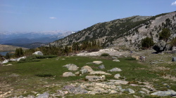 The group climbs up toward Deer Pass.