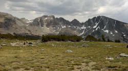 The group heads cross-country down to Duck Pass.
