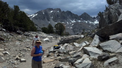 Nancy and Marc take a quick break at Duck Pass.