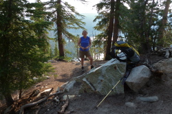 Nancy takes a break along the trail.