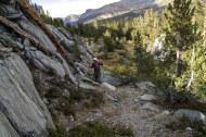 Bill works his way down a cliff band.