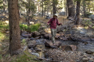 Bill crosses Parker Pass Creek.