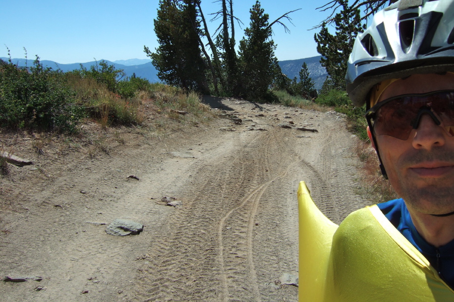 Looking back at more rocks in the road surface