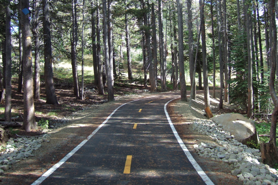 The bike path then continues up the hill.