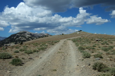 Near the top the road runs straight up the ridge.