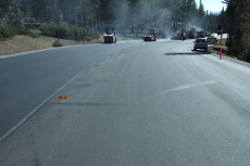 The new asphalt in the uphill direction