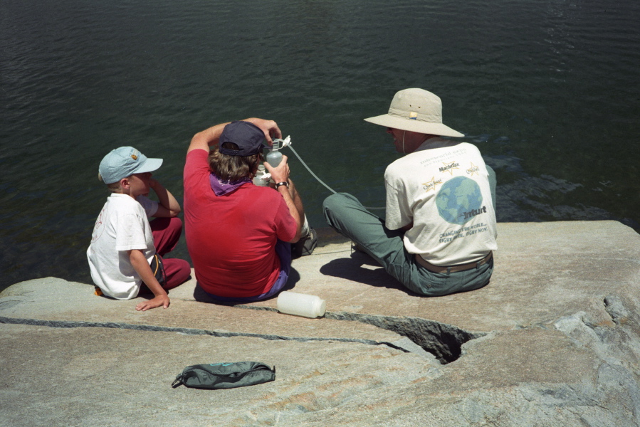 Bill and Marc Regelbrugge (and step-son) pump water from Deer Lake.