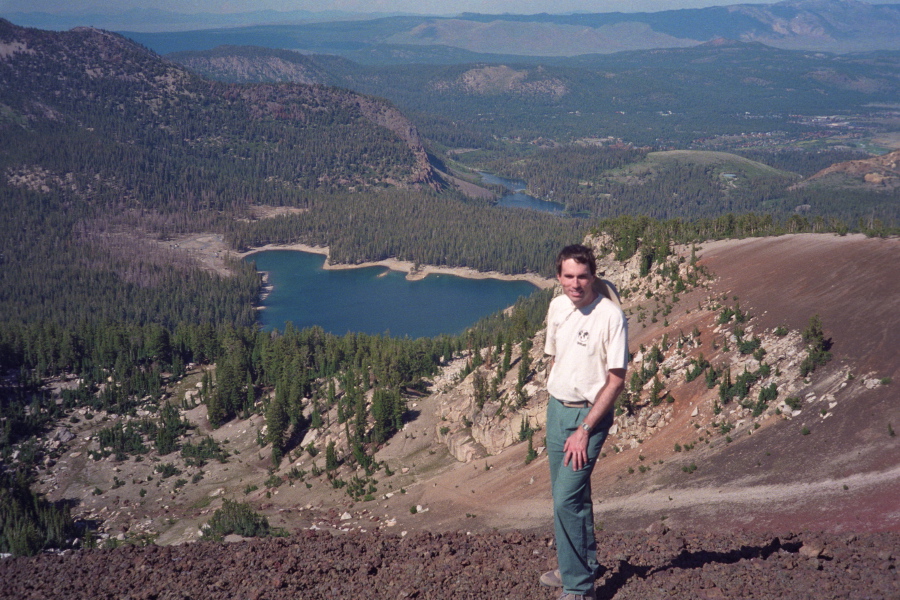 Bill on the red pumice ridge on Mammoth Crest (2)