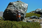 Frank finds a huge boulder.