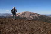 Stella on the pumice on Mammoth Crest