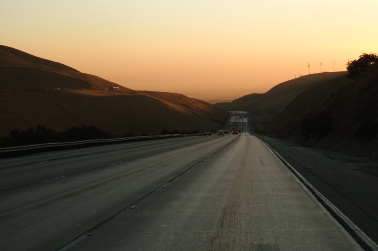 Descending into smoky haze east of Altamont Pass.