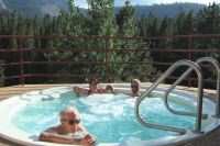 David, Stella, and Frank soothe their sore muscles in the spa.