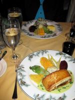 Stella and Frank's 9th anniversary dinner main course at the Tamarack Lodge.