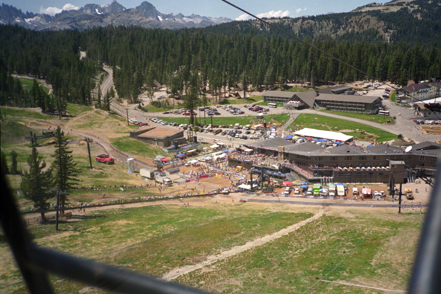 Descending the gondola from Mammoth Mountain.