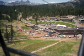 Descending the gondola from Mammoth Mountain.