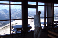 David walks through the observation lounge.
