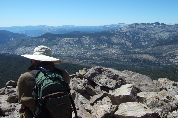 David enjoys the view west from Mammoth Mountain.