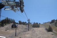 Riding the gondola up the mountain.