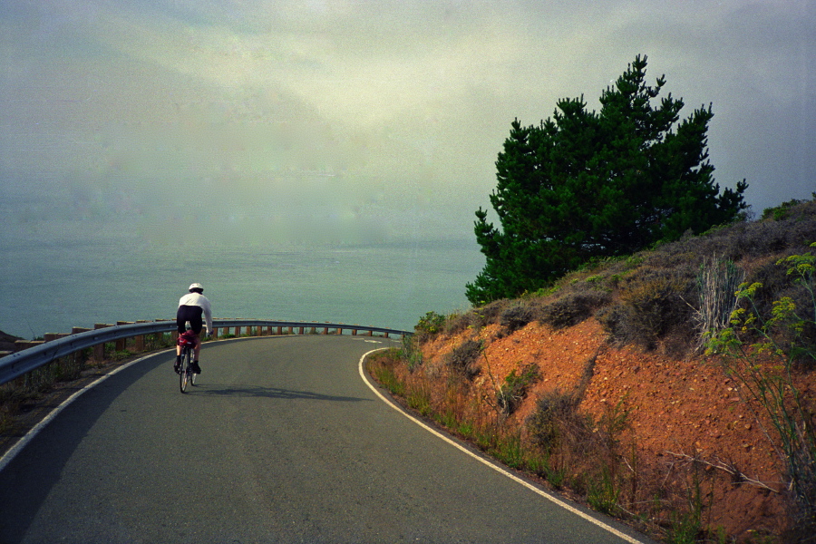 Bill starts down Conzelman Drive.