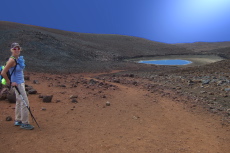 A sad-looking Lake Waiau is almost dry.