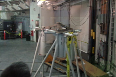 An actuator assembly from the mirror inside the observatory dome