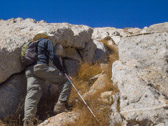 But, it's steep and does not go all the way to the top.  Besides that I was unsure I could safely down-climb it.  Exploring it might waste much time and energy.  Photo courtesy of Frank Paysen.