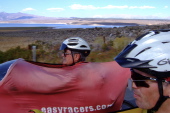 Ron and Bill ride on Lake Crowley Rd. past Lake Crowley.