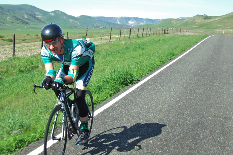 Barry Burr rides up Peachtree Valley.