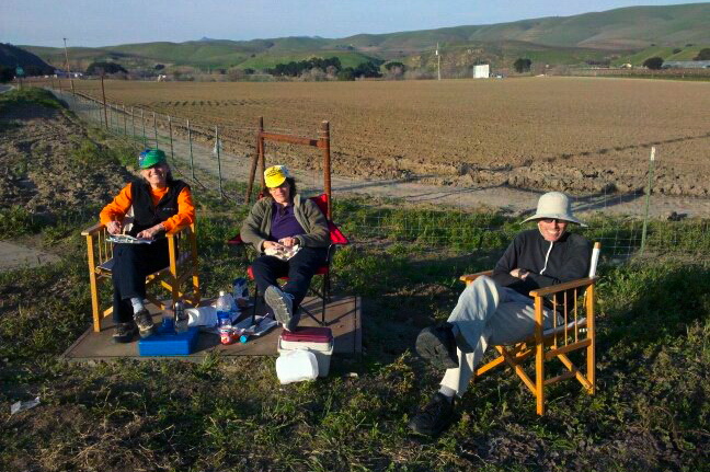 The Finish Line Crew: Pat Parseghian, Cara Coburn, and the Cheshire Hat.