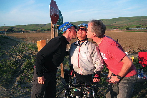 Andrea Ivan enjoys the podium boys.